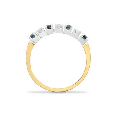 9ct Yellow Gold Sapphire and Diamond Eternity Band Ring, Sizes K to O (R022)