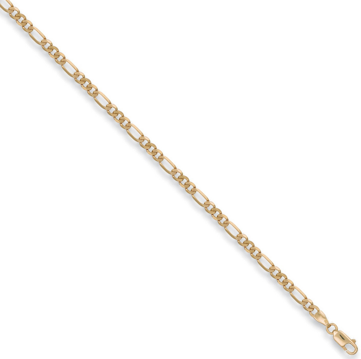 9ct Yellow Gold 3.8mm Figaro 3+1 Link Bracelet Chain (0004)
