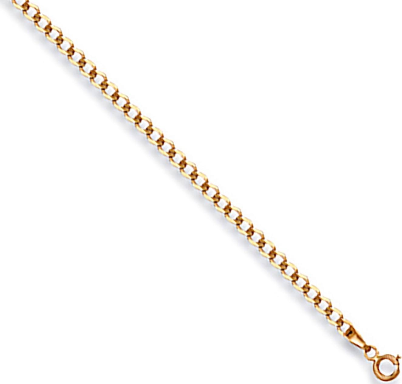 9ct Yellow Gold 2.7mm Solid Flat Curb Chain Various Lengths (0040)