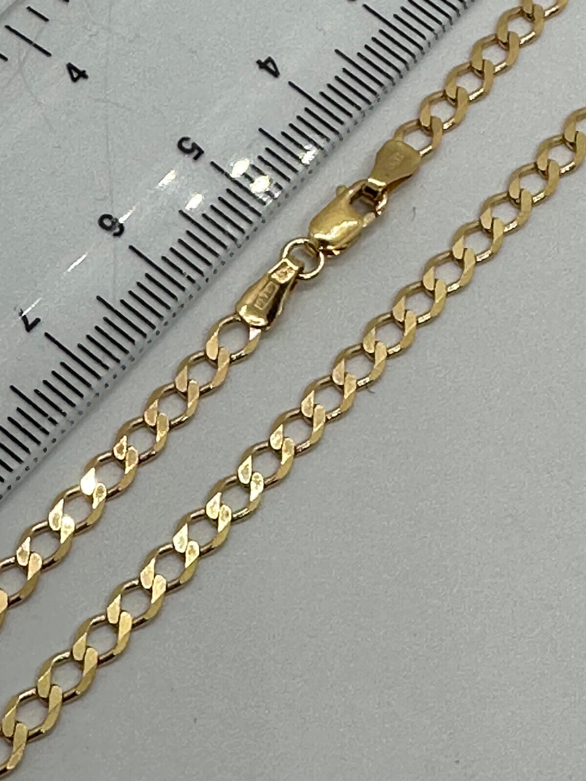 9ct Yellow Gold 3.5mm Solid Flat Curb Neck Chain Various Lengths (0042)