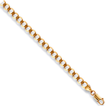 9ct Yellow Gold 3.5mm Solid Flat Curb Neck Chain Various Lengths (0042)
