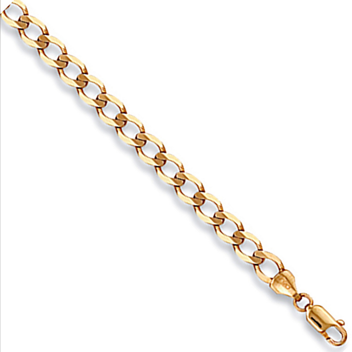 9ct Yellow Gold 5.2mm Heavy Solid Flat Curb Bracelet Chain (0044)