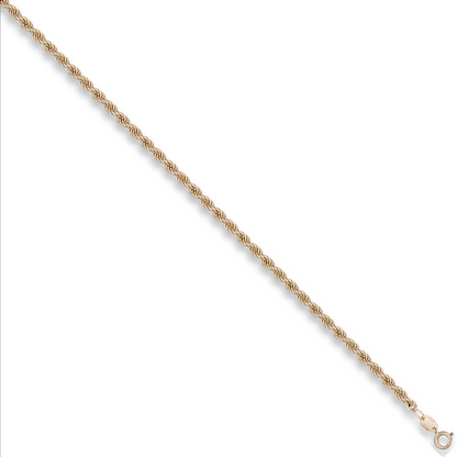 9ct Yellow Gold 3.2mm Hollow Rope Chain Various Lengths (0137)
