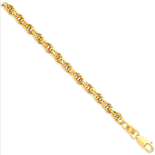9ct Yellow Gold 3.7mm Prince of Wales Fancy Rope Chain (0607)