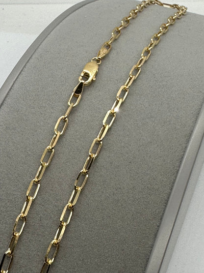 9ct Yellow Gold 3.3mm Paper Link Necklace Chain Various Lengths (614)