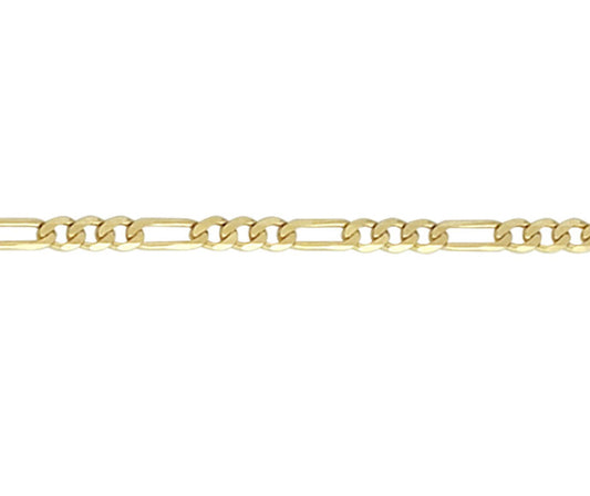 9ct Yellow Gold 3.2mm Figaro 3+1 Fancy 7.5" / 21cm Bracelet (G80)