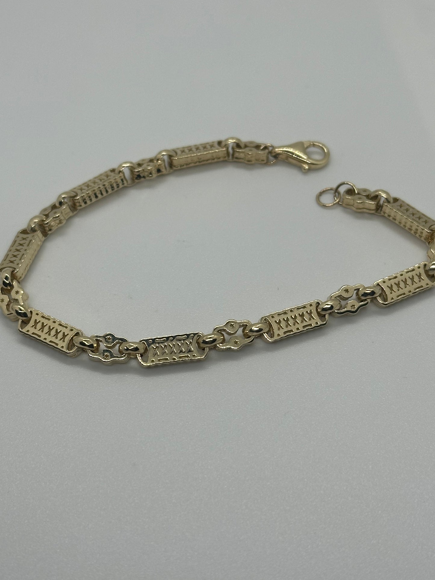 9ct Yellow Gold 12 Grams Stars and Bars Link Chain Bracelet 7.5"/19cm (JBB404)