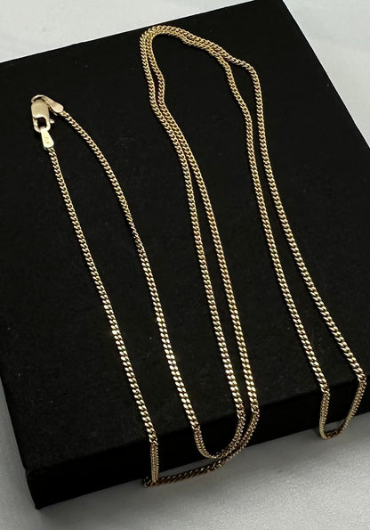 9ct Yellow Gold Solid Gold 1.3mm Curb Chain Various Lengths (006B)
