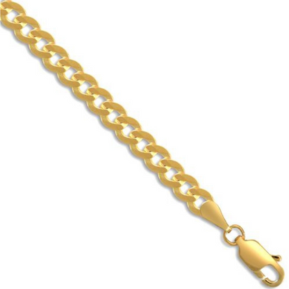 9ct Yellow Gold 4.4mm Curb Flat Link Chain Various Lengths (037B)