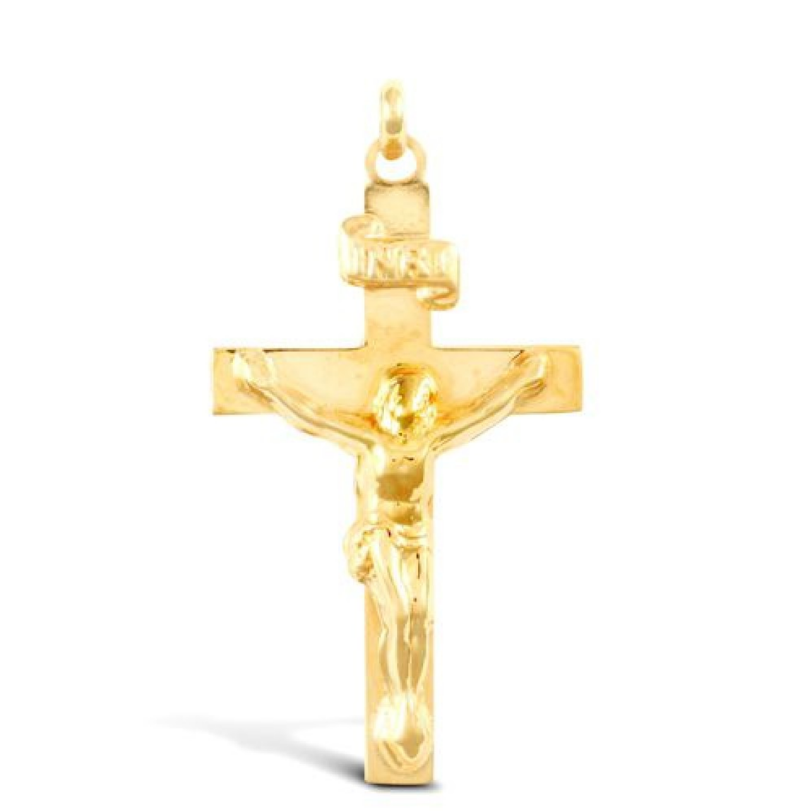 9ct Yellow Gold Solid 38x19mm Crucifix Cross Pendant (X010)