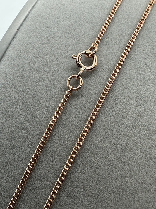 9ct Rose Gold 1.6mm Filed Edge Curb Link Chain (R18FC)