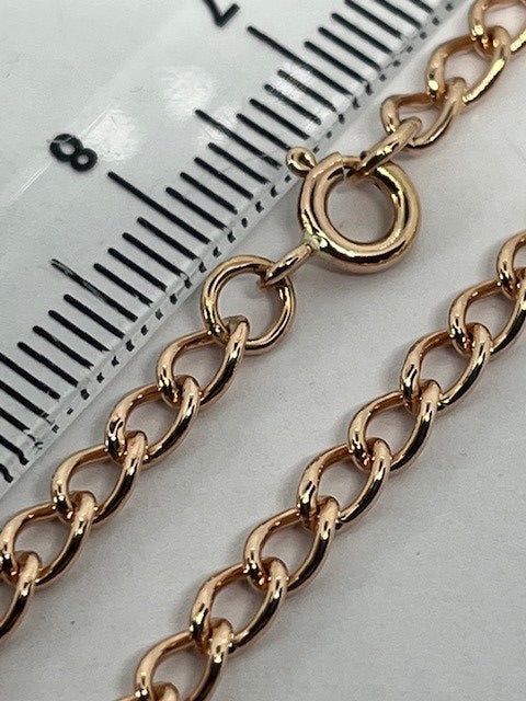 9ct Rose Gold 3mm Solid Gold Curb Rounded Chain Bracelet (R33/7C)