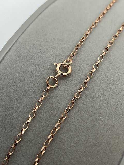 9ct Rose Gold 1.7mm Oval Belcher Diamond Cut Chain Various Lengths (RMINF)