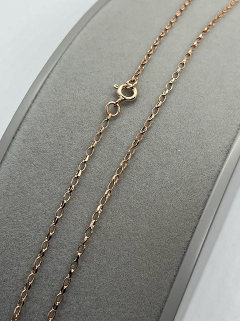 9ct Rose Gold 1.7mm Oval Belcher Diamond Cut Chain Various Lengths (RMINF)