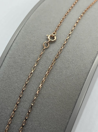 9ct Rose Gold 1.7mm Oval Belcher Diamond Cut Chain Various Lengths (RMINF)