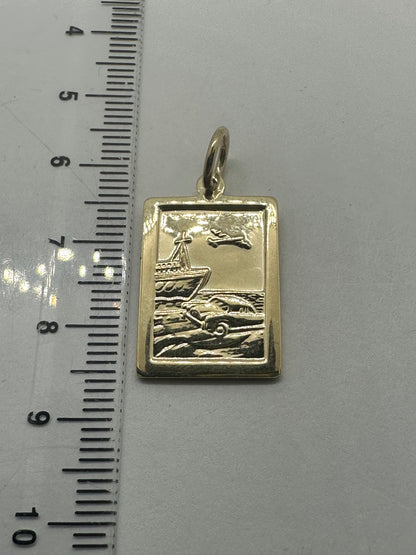 9ct Yellow Gold Rectangular Solid St Christopher Double Side Pendant (0029)