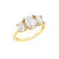 9ct Yellow Gold Oval Triple Stone Set Ring, Ring sizes J - T (6219)