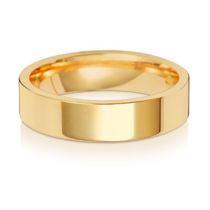 9ct Yellow Gold Mens Plain Polished 5mm Gold Band, Various Sizes (W125)