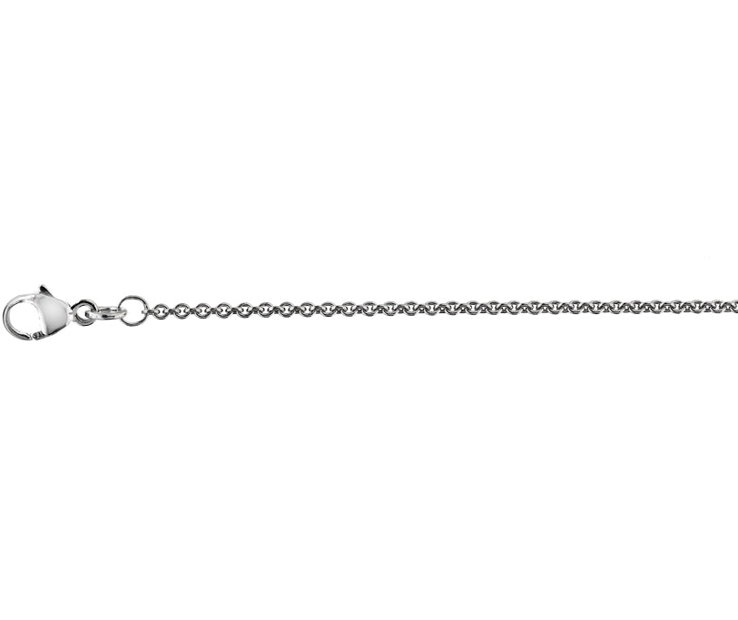 9ct White Gold 1.55mm Solid Round Link Trace Chain Various Lengths (w40ctt)