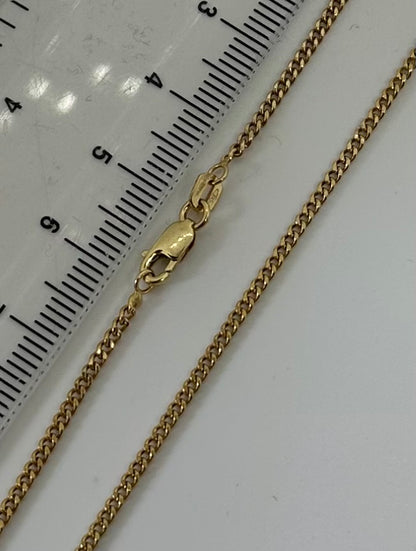 9ct Yellow Gold 1.7mm Semi Solid Close Curb Chain Various Lengths (278)