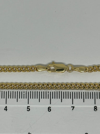 9ct Yellow Gold 3mm Semi Solid Close Curb Chain (281)