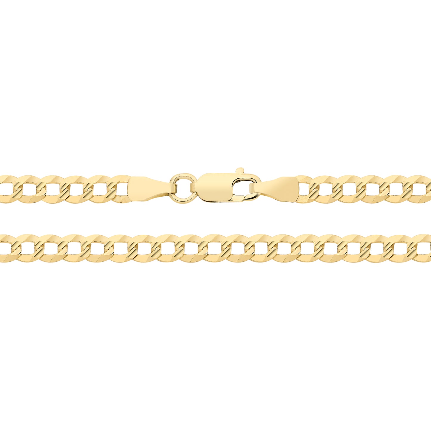 9ct Yellow Gold 3.2mm Solid Diamond Cut Curb Chain Various Lengths (570)