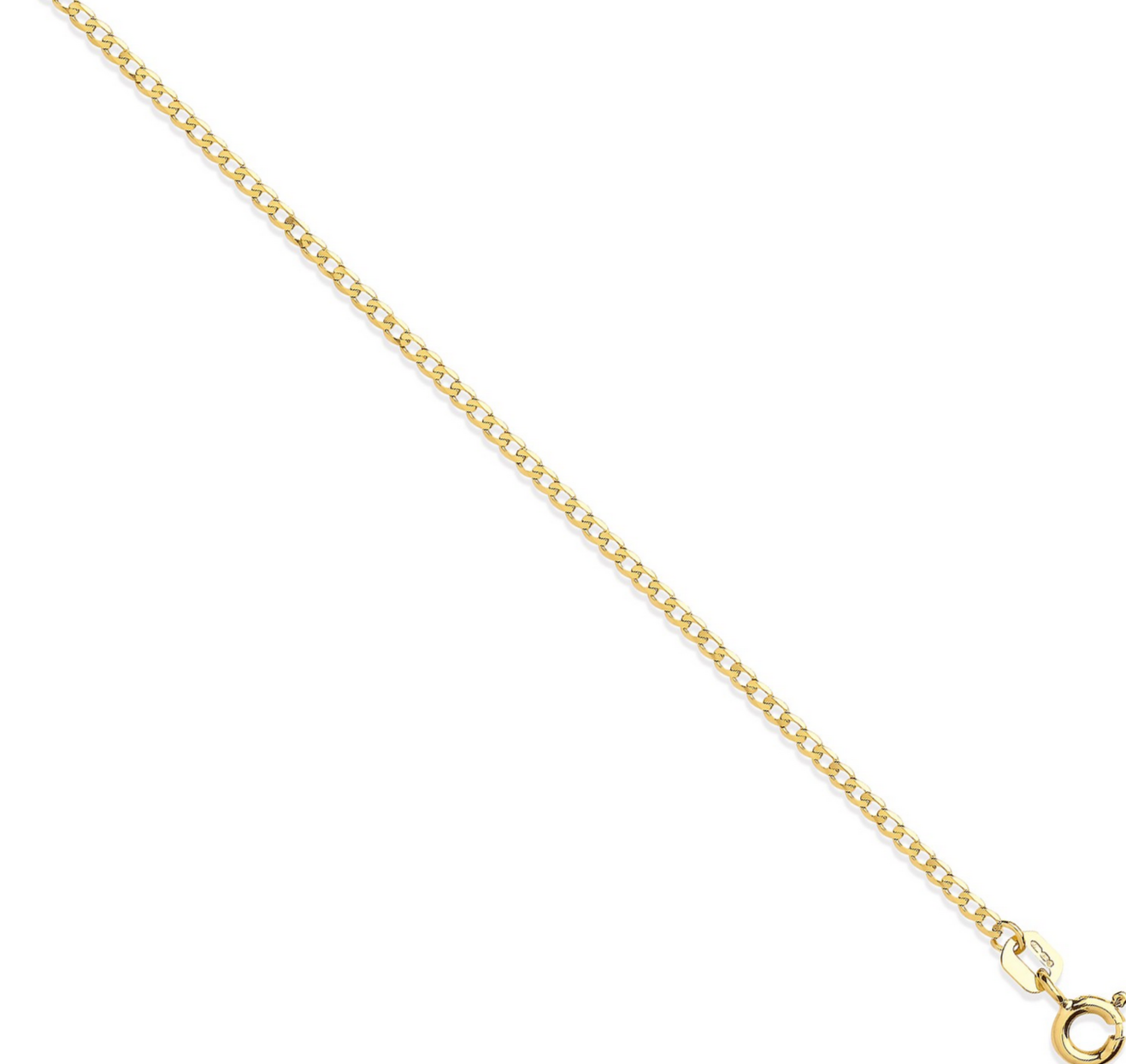 9ct Yellow Gold 1.6mm Solid Flat Curb Neck Chain
