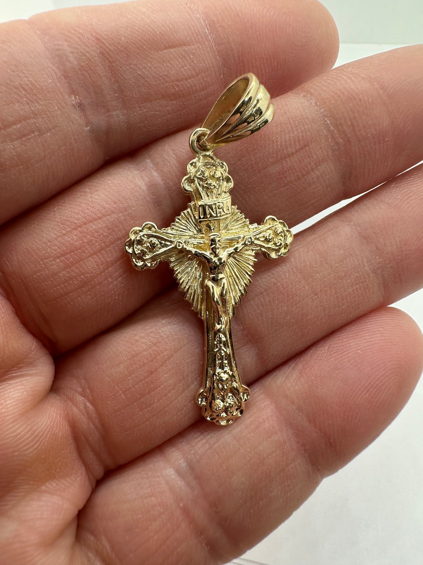 9ct Yellow Gold 49x25mm Solid Crucifix Pendant (0053)