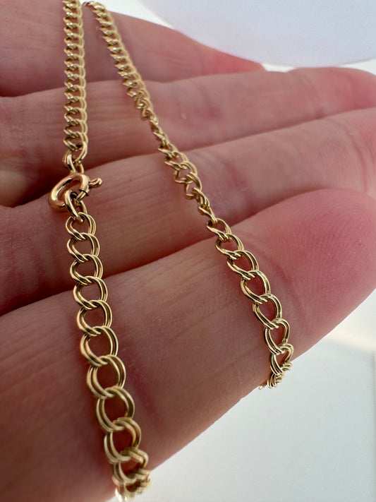 9ct Yellow Solid Gold 3.2mm Double Curb Link Chain (G16Z)