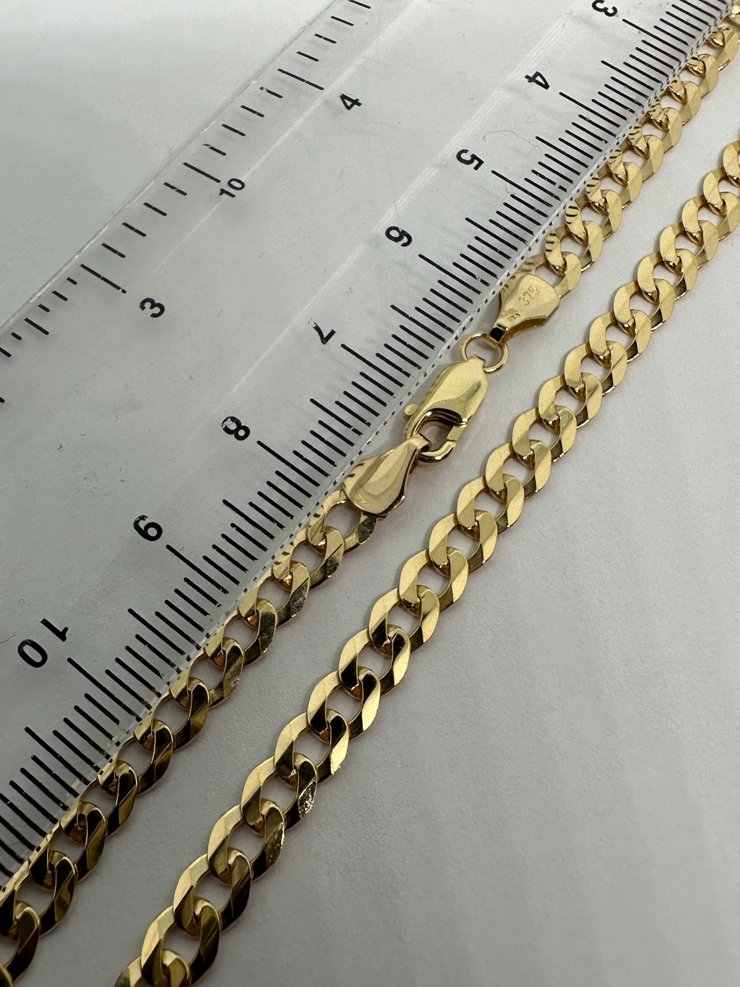 9ct Yellow Gold 4.4mm Curb Flat Link Chain Various Lengths (037B)