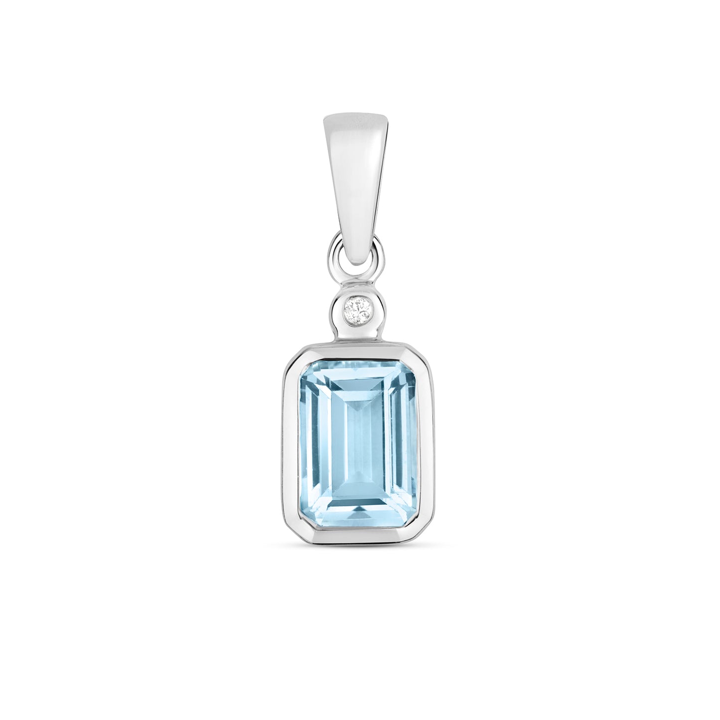 9ct White Gold Aquamarine and Diamond Pendant. We have Chains Available (271)
