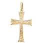 9ct Yellow Gold 40x22mm Solid Celtic Engraved Cross Pendant (1028)