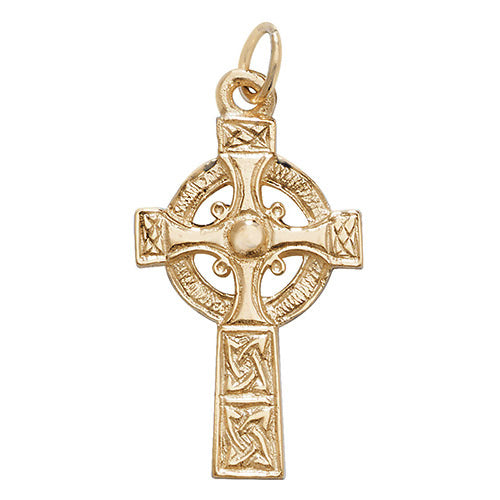 9ct Yellow Gold 30x16mm Engraved Celtic Cross Pendant  (544)