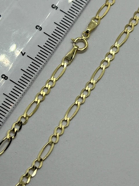 9ct Yellow Gold 3mm Figaro 3+1 Fancy Neck Chain (143)