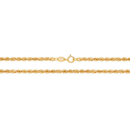 9ct Yellow Gold 2.5mm Rope Neck Chain Various Lengths (201)