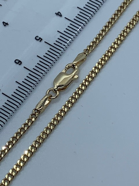 9ct Yellow Gold 2.3mm Semi Solid Close Curb Chain Various Lengths (279)
