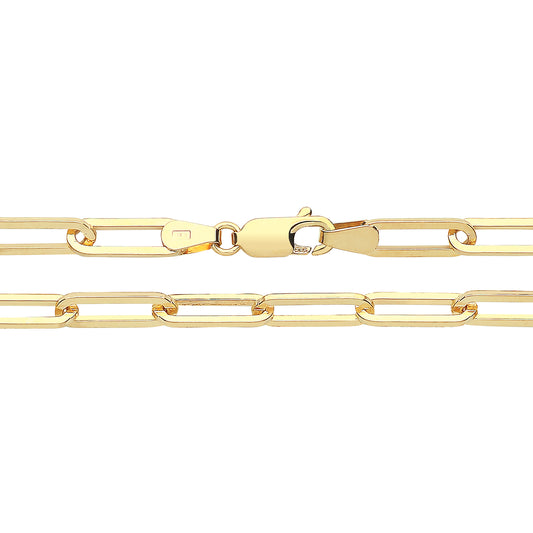 9ct Yellow Gold 4.3mm Hollow Paperclip Neck Chain (547)