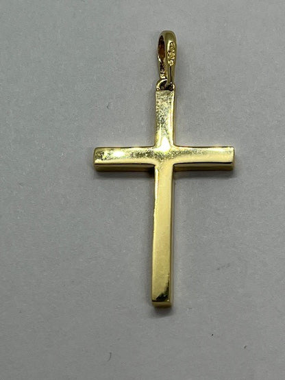 9ct Yellow Gold 37x18mm Solid Gold Cross Pendant  (1039)