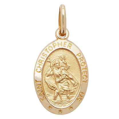 9ct Yellow Gold St Christopher Oval Pendant (151)