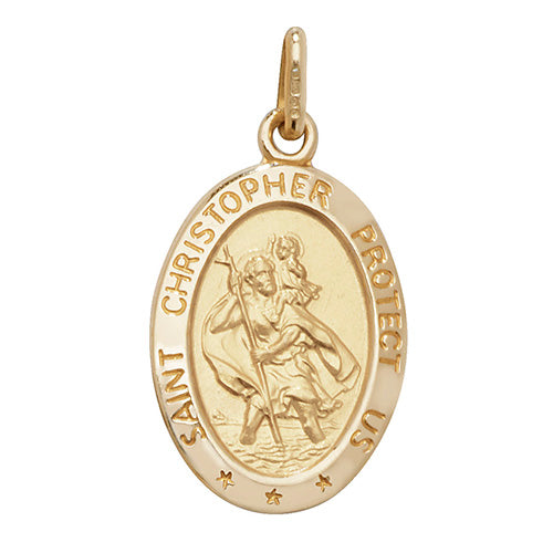 9ct Yellow Gold 30x16mm St Christopher Oval Pendant (152)