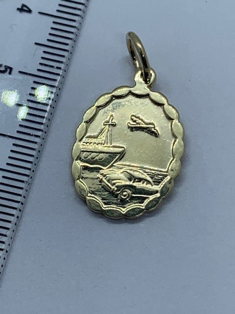 9ct Yellow Gold Solid St Christopher Double Side Pendant (295)