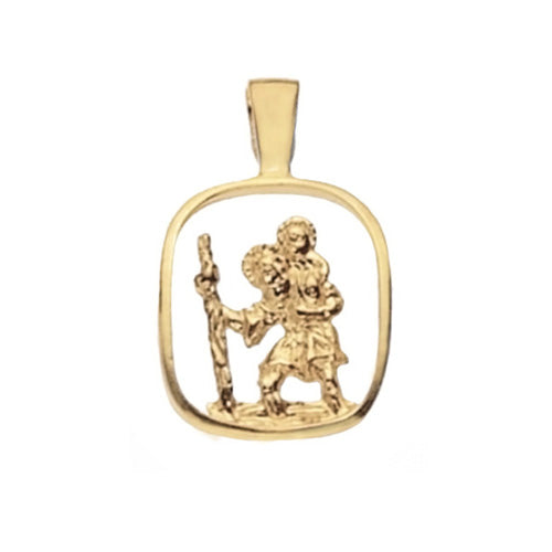 9ct Yellow Gold St Christopher Cut-Out Pendant  (437)