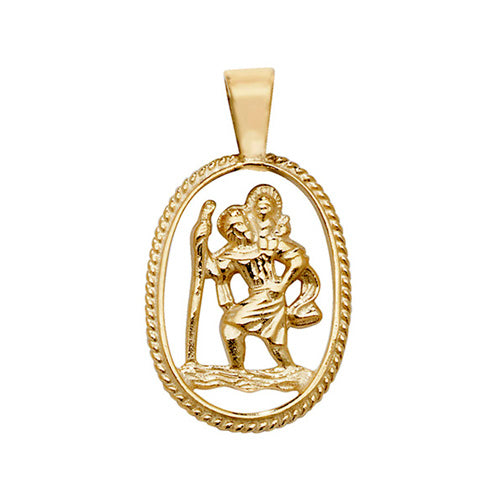 9ct Yellow Gold Cut-Out Designed St Christopher Pendant (439)